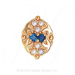 GS528 S/PL - 14 Karat Gold Slide with Sapphire center and Pearl accents 